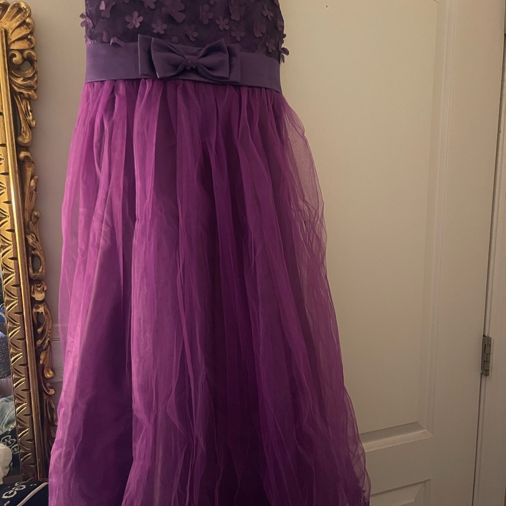 Purple Kids Dress with Floral Accents